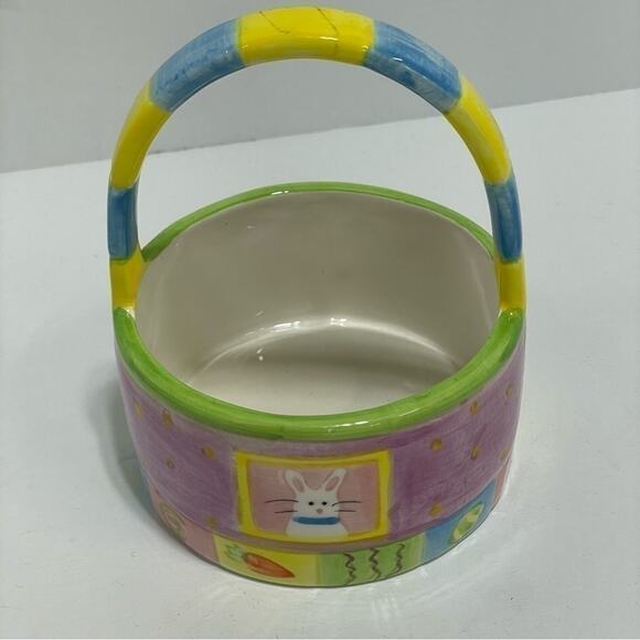 Ceramic Easter Bunny Basket gift accent decor piece - Picture 2 of 7